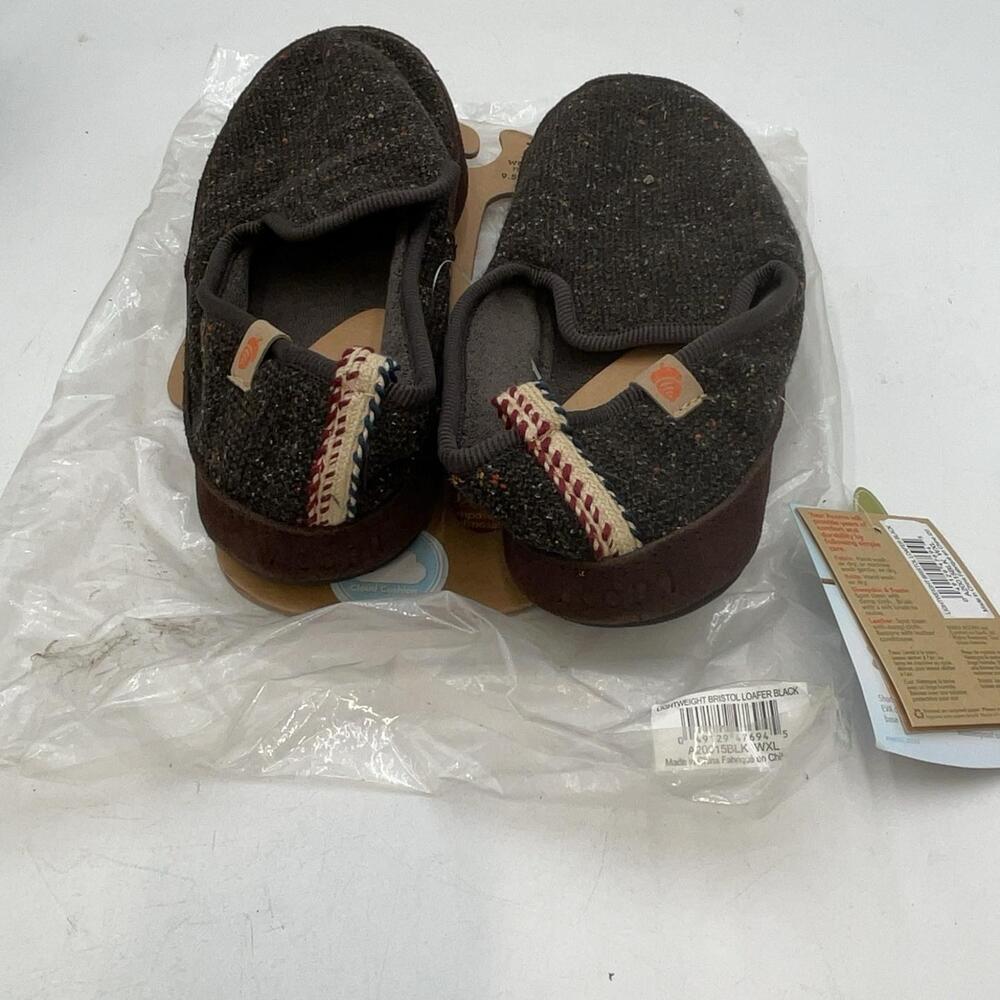 Acorn Lightweight Bristol Loafer Slippers Womens Black Flecked Cozy Size 10